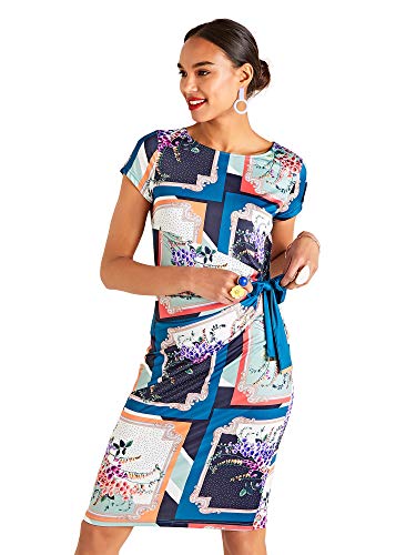 YUMI Foxglove Scarf Print Jersey Dress with T Vestido, Multicolor (Multi 207), 40 (Talla del Fabricante: 12) para Mujer