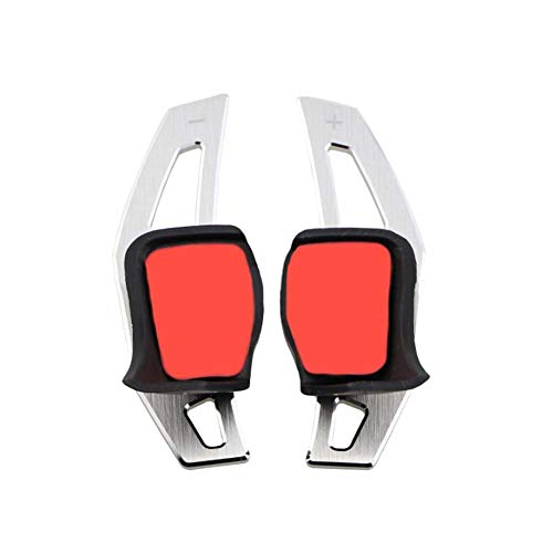 2 Pcs Extensiones De Levas Steering Wheel DSG Paddle Levas Shifter Extensions - para VW Beetle Scirocco Touareg EOS Sharan Tiguan R36 Golf 5 6 GTI Polo Jetta, Rojo/Plata