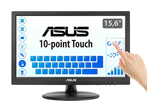ASUS VT168N-  Monitor táctil 15,6" (39.6 cm, 1366x768), multitáctil 10 puntos, antiparpadeo, luz azul reducida
