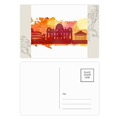 DIYthinker Roma Italia Postal amarilla de la flor de la acuarela Conjunto Gracias tarjeta de correo lateral 20Pcs 5,7 pulgadas x 3,8 pulgadas Multicolor