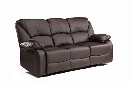 ECODE Sofa Canapé Tres Plazas Reclinable con Masaje por Ondulación Vibrante, Calor Lumbar, Polipiel ECO-8590/3 Marron ECODE Sofa Canapé Tres Plazas Reclinable con Masaje por Ondulación Vibrante, Calor Lumbar, Polipiel ECO-8590/3 Marron