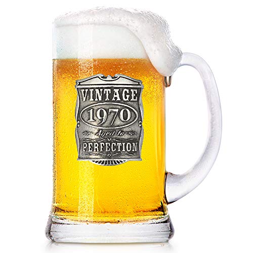 English Pewter Company VIN031 - Jarra de cerveza de 1 pinta, diseño vintage de años 1970, 50 cumpleaños o aniversario, ideal para regalo