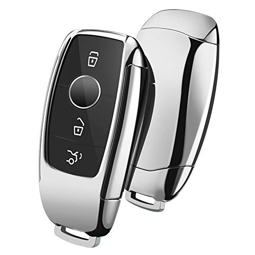 Funda Llave Mercedes Benz,Carcasa Llave Mercedes,Funda de protección para Llave de Coche Smart Keyless de Mercedes Benz E Class 2017 S 2018(Plata) Funda Llave Mercedes Benz,Carcasa Llave Mercedes,Funda de protección para Llave de Coche Smart Keyless de Mercedes Benz E Class 2017 S 2018(Plata)