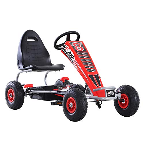 HOMCOM Kart Pedales Niños Coche de Pedales Deportivo con Asiento Ajustable Embrague y Freno para Niños 3-8 Años Carga 50kg Juguete Exterior 121x65x76cm HOMCOM Kart Pedales Niños Coche de Pedales Deportivo con Asiento Ajustable Embrague y Freno para Niños 3-8 Años Carga 50kg Juguete Exterior 121x65x76cm