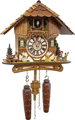 Reloj de cuco alemán - Chalet romántico “Valle De Los Molinos” de la Selva Negra - con animales maravillosos –con movimiento de cuarzo de CUCKOO-PALACE - 26cm de altura