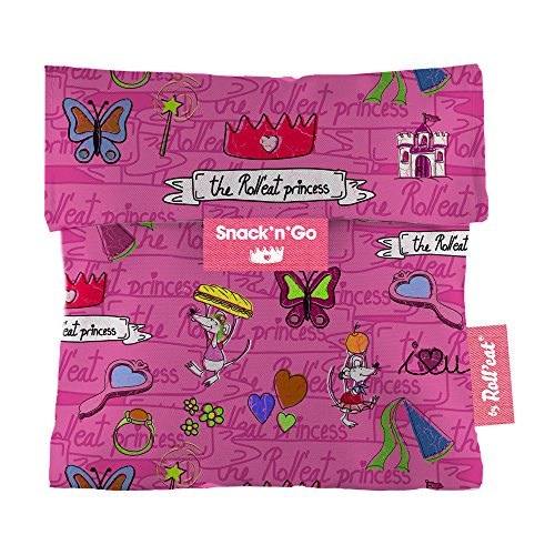 Roll'eat - Snack'n'Go Kids Bolsa Merienda Porta Sandwich Ecológica y Reutilizable sin BPA, Princesas Rosa Roll'eat - Snack'n'Go Kids Bolsa Merienda Porta Sandwich Ecológica y Reutilizable sin BPA, Princesas Rosa