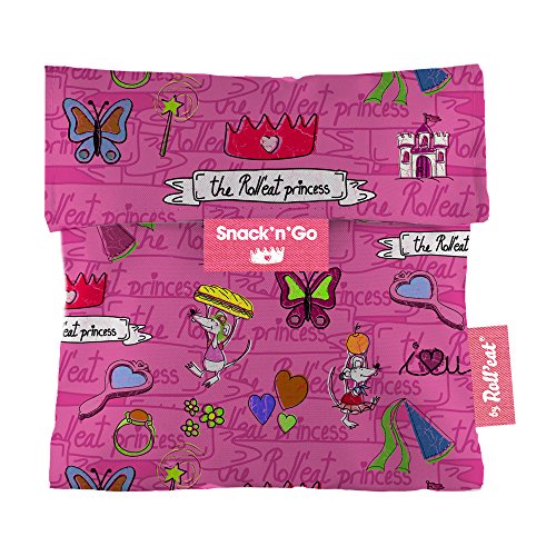 Roll'eat - Snack'n'Go Kids Bolsa Merienda Porta Sandwich Ecológica y Reutilizable sin BPA, Princesas Rosa