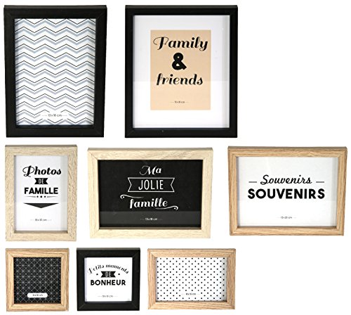 The Home Deco Factory - Marcos de Fotos, Madera + PVC, Negro/Blanco/Marrón, 22,2 x 2 x 27,3 cm, Juego de 8 The Home Deco Factory - Marcos de Fotos, Madera + PVC, Negro/Blanco/Marrón, 22,2 x 2 x 27,3 cm, Juego de 8