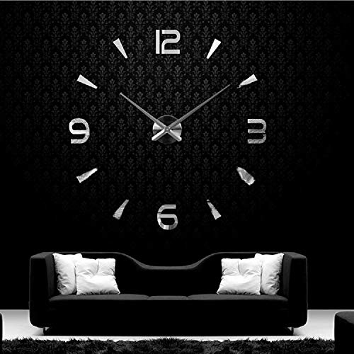 UBaymax Relojes de Pared Pegatina,Relojes Modernos DIY,Reloj de Pared Adhesivo Reloj de Etiqueta de Pared Decoración,llenado Pared Vacía 3D Reloj, Ideal para la Casa Oficina Hotel (02-Plata)