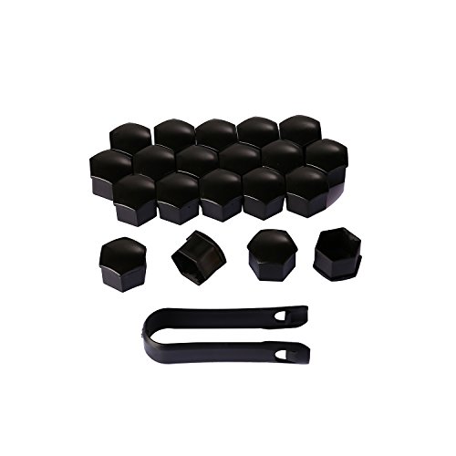 20 Piezas Tapas de Tornillos Tapas de Tuercas Tapas Nuez Universal 17 mm Cubierta de Tuerca para Coches Ruedas con Herramienta Negro