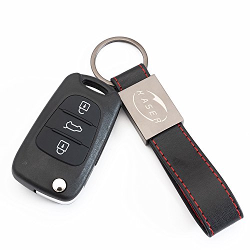 Carcasa Funda Llave Remoto Mando 3 Botones para Hyundai i20 i30 iX20 iX35 con Llavero de Cuero KASER Carcasa Funda Llave Remoto Mando 3 Botones para Hyundai i20 i30 iX20 iX35 con Llavero de Cuero KASER