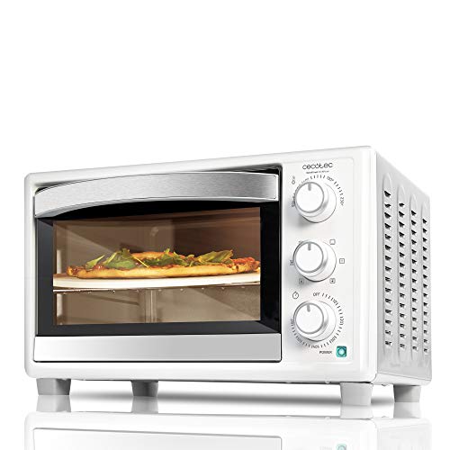 Cecotec Horno de convección con piedra para pizza.Horno eléctrico multifunción de sobremesa.Ideal para pizzas.Cocina por convección.Luz interior,puerta con doble cristal.1500 W.Bake&Toast 610 4Pizza