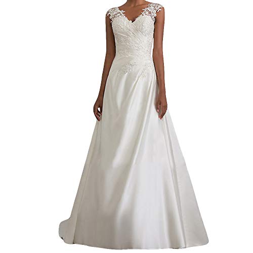 Lenfesh Mujer Vestido de Noche Vestidos De Fiesta Blanco Vestido Elegantes de Cóctel con Cuello en V Vestido para Bodas Sin Mangas Talla Grande Lenfesh Mujer Vestido de Noche Vestidos De Fiesta Blanco Vestido Elegantes de Cóctel con Cuello en V Vestido para Bodas Sin Mangas Talla Grande