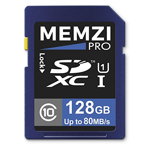 Memzi Pro 128 GB Clase 10 80 MB/s tarjeta de memoria SDXC para JVC Everio R gz-r415, gz-r415wek, gz-r415bek, gz-r415beu, gz-r415dek, gz-r415gek Full HD Videocámaras Digitales