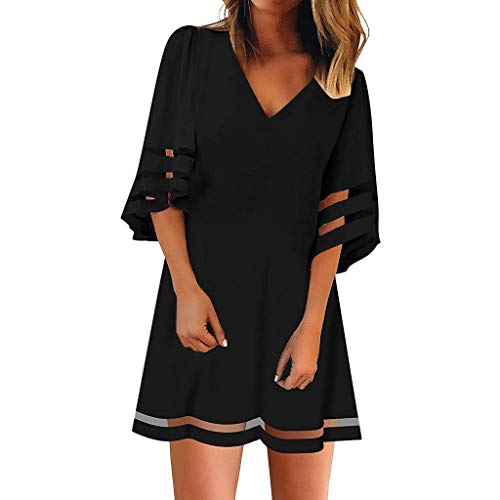 Vestidos para Mujer, Fiesta Vestido Verano Basico Casual Vestidos Cuello en v Color sólido Original Vestidos Manga Corta Vestido de Noche vpass Vestidos para Mujer, Fiesta Vestido Verano Basico Casual Vestidos Cuello en v Color sólido Original Vestidos Manga Corta Vestido de Noche vpass