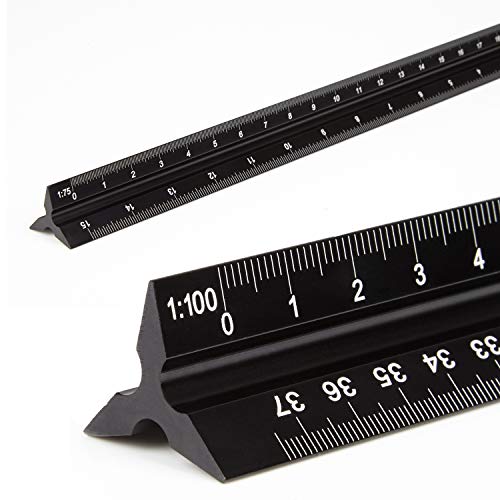 WINTEX 30 cm escalímetro de precisión, aluminio - ideal para arquitectos e ingenieros, triangular, regla triangular