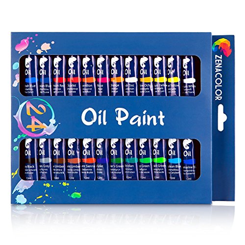 24 Tubos de Pinturas Oleo por Zenacolor - Kit de Pinturas al Oleo de 24x12mL - Calidad Superior para Lienzos para Pintar - 24 Colores Únicos - Set de Pinturas para Niños o para Artistas Profesionales 24 Tubos de Pinturas Oleo por Zenacolor - Kit de Pinturas al Oleo de 24x12mL - Calidad Superior para Lienzos para Pintar - 24 Colores Únicos - Set de Pinturas para Niños o para Artistas Profesionales