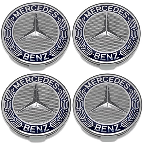 4 embellecedores para tapacubos para Mercedes Benz, para llantas de aleación, 75 mm, Clase A B C E CLA CLK
