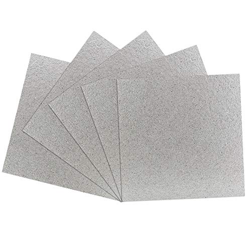 BUZIFU Microondas Placas de Mica, 5pcs Carton Microondas 13cm x 13cm, Lamina de Mica, Fácil de Marcarla y Cortar, Ideal para Cualquier Tipo de Microondas Estándar