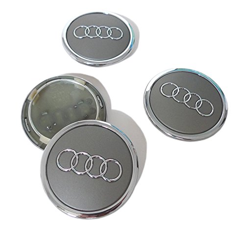 Conjunto de 4 tapas de centro para llantas de aleación con el logotipo de Audi, 69 mm, de color gris