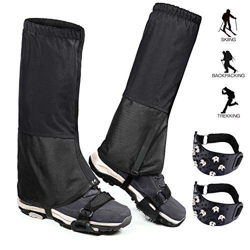 Gafild Polainas de Senderismo, Polainas de Nieve Impermeable Ligeras Transpirable al Aire Libre Polainas Unisex Nieve Legging Polainas con Snow Grips para Montaña, Esquí, Escalada, Caza, Camping