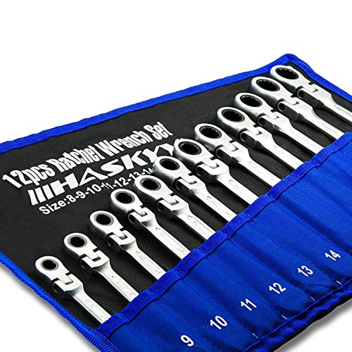 Juego de llaves trinquete articuladas de 12 piezas I Juego de 8-19 mm I Llave de boca de trinquete Juego de llaves trinquete articuladas de 12 piezas I Juego de 8-19 mm I Llave de boca de trinquete