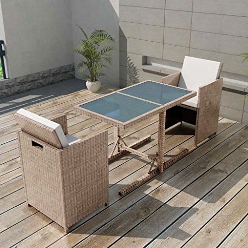 UnfadeMemory Conjunto Mesa y Sillas Jardin,Muebles de Bar,1 Mesa y 2 Sillas,Set de Comedor de Jardín Terraza Balcón o Patio,Poli Ratán y Acero (Beige) UnfadeMemory Conjunto Mesa y Sillas Jardin,Muebles de Bar,1 Mesa y 2 Sillas,Set de Comedor de Jardín Terraza Balcón o Patio,Poli Ratán y Acero (Beige)