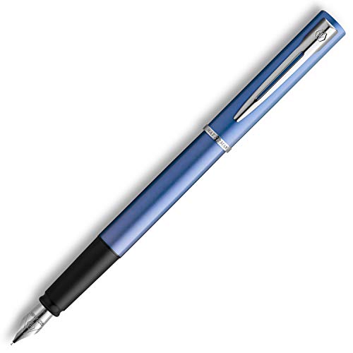 Waterman Graduate Allure pluma estilográfica, lacado azul, plumín mediano, tinta azul, estuche de regalo