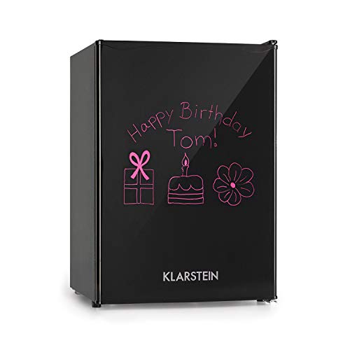 Klarstein Spitzbergen M Frigorífico - 70 litros, Refrigerador de 62 L, Congelador de 8 L, Termostato de 5 niveles, Eficiencia energética de clase A+, ZestfulART Design, Incluye rotulador, Negro