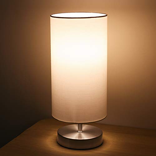 Lampara Mesilla de Noche Lámpara de Mesa,TECKIN Luz Nocturna LED Moderna para Dormitorio, Sala de Estar Habitación para Niños, Oficina, Pantalla cilíndrica de tela blanca(Bombilla Blanca LED incluida) Lampara Mesilla de Noche Lámpara de Mesa,TECKIN Luz Nocturna LED Moderna para Dormitorio, Sala de Estar Habitación para Niños, Oficina, Pantalla cilíndrica de tela blanca(Bombilla Blanca LED incluida)
