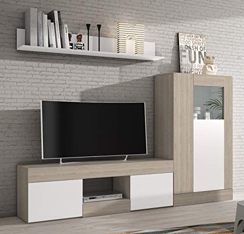 Miroytengo Lote Muebles Comedor Karla 3 módulos mobiliario salón Moderno (Mesa TV + Vitrina Baja + Estante)