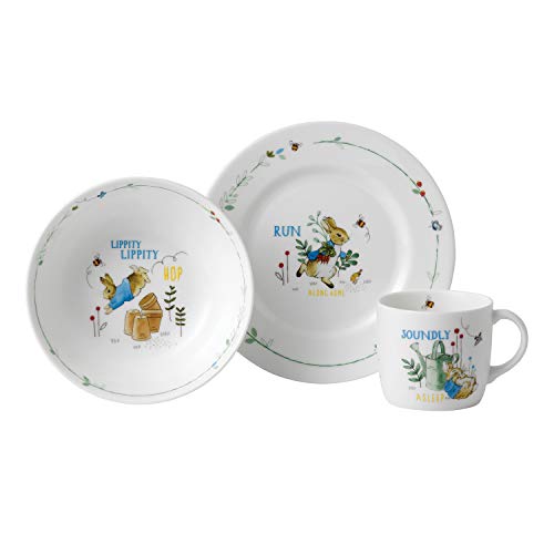 Peter Rabbit - Plato y taza, procelana de ceniza de hueso, azul, Plt Bwl & Mug 3P Blue