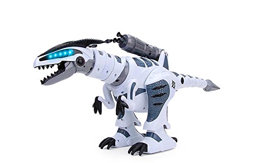 RCTecnic Dinosaurio Robot Teledirigido RoboRex ¡Lanzacohetes, Sonidos y LEDs ! | Tiranosaurio Rex Programable Mascotas Electrónica Juguetes para Niños | T Rex Robótica Radio Control