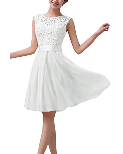 ZANZEA Mujer Vestido Encaje Gasa Verano Sin Manga Elegante Vestidos de Cóctel Fiesta Cuello Redondo 03-Blanco M ZANZEA Mujer Vestido Encaje Gasa Verano Sin Manga Elegante Vestidos de Cóctel Fiesta Cuello Redondo 03-Blanco M