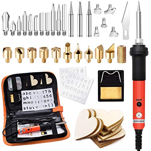 45pcs Kit Pirograbador de Madera,Preciva Kit Pirograbdores Electrico 60W Temperatura Regulable entre 200° C y 450° C, Soldador Pirografo Profesional para Madera, Cuero, Grabado 45pcs Kit Pirograbador de Madera,Preciva Kit Pirograbdores Electrico 60W Temperatura Regulable entre 200° C y 450° C, Soldador Pirografo Profesional para Madera, Cuero, Grabado