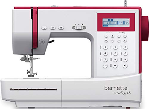 Bernette Sew&GO8 - Máquina de coser electrónica con 197 puntadas de costura (útiles, elásticas, decorativas), Automática, Display multifunción