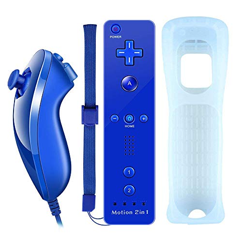 COOLEAD 2 en 1 Motion Plus Mando a Distancia y Nunchuk para Wii y Wii U Control Remoto Motion Plus y Nunchunk con Funda de Silicona y Muñequera (Producto de Terceros)