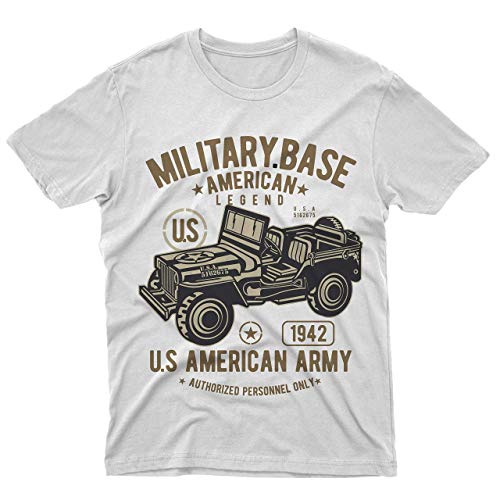 fm10 Camiseta Jeep Willys Militar Army Guerra Coche Idea Regalo Motores Bianco X-Small