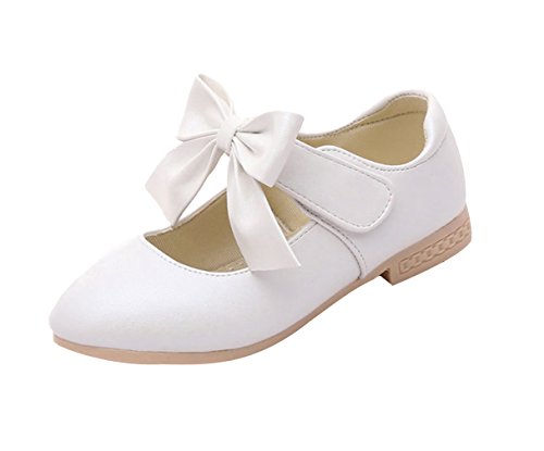 La Vogue Zapatos Zapatilla con Lazo para Niña Princesa Fiesta Blanco Talla 35