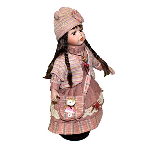 Muñeca de Porcelana de 40cm con Soporte, Chica Vestida con Sombrero para Ser Disfrutado por Coleccionistas, 4 Estilo 44x16x13cm - Rojo