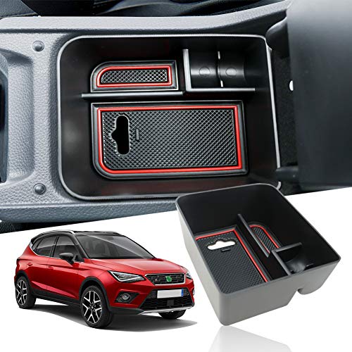 YEE PIN Bandeja de Guantera SEAT Ibiza Typ 6F / SEAT Arona SUV 2017-2019 para Apoyabrazos Caja de Consola Central, Bandeja Reposabrazos Almacenar Artículos Pequeños Interior Accesorios