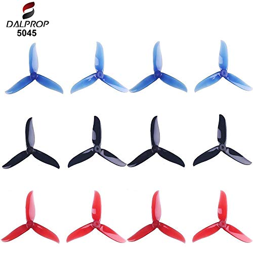 12pcs 5045 hélices de 3 láminas 5 Pulgadas Tri Blade Props para 2204 2205 2206-2306 Motores sin escobillas FPV Racing Drone Quadcopter (Transparente-Rojo, Negro, Azul-Transparente) 12pcs 5045 hélices de 3 láminas 5 Pulgadas Tri Blade Props para 2204 2205 2206-2306 Motores sin escobillas FPV Racing Drone Quadcopter (Transparente-Rojo, Negro, Azul-Transparente)
