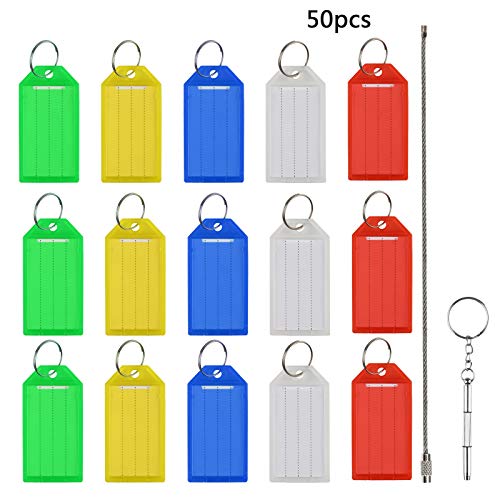 50pcs identificador llaves de multicolor de llavero plástico de etiquetas de etiquetado en blanco con dos herramientas