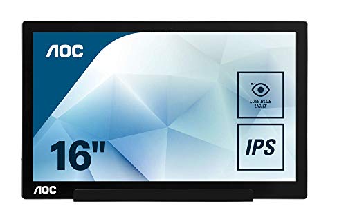 AOC Monitor I1601FWUX - Pantalla para PC de  15.6'' Portátil Full HD  ( resolución 1920 X 1080, IPS, Pivotable, VESA, Contrastes 700:1)