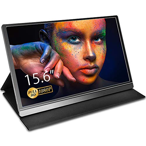 Aztine Monitor portátil de 15,6 pulgadas 1920 × 1080 Full HD IPS pantalla con HDMI para portátil, PC, MacBook Pro, Xbox, PS4, teléfono Android con función completa tipo C gris gris
