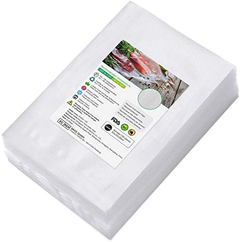 Bolsas de Vacio para Alimentos, 100 bolsas 20 x 30cm Bolsas de Vacío de Alimentos, BPA Free, Bolsas de Vacio Gofradas para Conservación de Alimentos y Sous Vide Cocina & Boilable