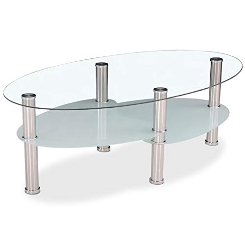 DISTRIGAL, S.L. HomeSouth – Mesa de Centro Fija, Mesa de Cristal, mesita de Comedor de Vidrio, Modelo Senna, Medidas: 110 x 60 x 45 cm de Alto