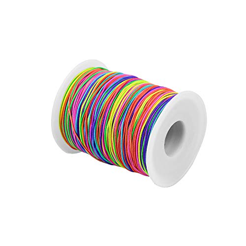 FEIGO 100M Hilo Elástico Cuerda 1mm Redondo de Cordón Elástico de Color para DIY Abalorios Pulsera Collar