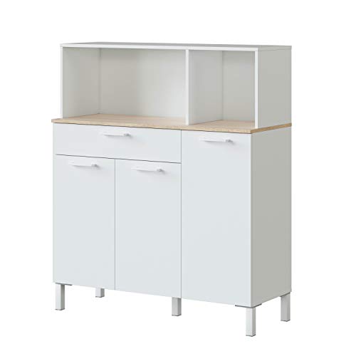 Habitdesign 0F9930A - Alacena de Cocina, Aparador, Mueble Auxiliar 3 Puertas + 1 Cajon y Estante, Blanco Artik y Roble Canadian, Medidas: 108 cm (Largo) x 126 cm (Alto) x 40 cm (Fondo) Habitdesign 0F9930A - Alacena de Cocina, Aparador, Mueble Auxiliar 3 Puertas + 1 Cajon y Estante, Blanco Artik y Roble Canadian, Medidas: 108 cm (Largo) x 126 cm (Alto) x 40 cm (Fondo)