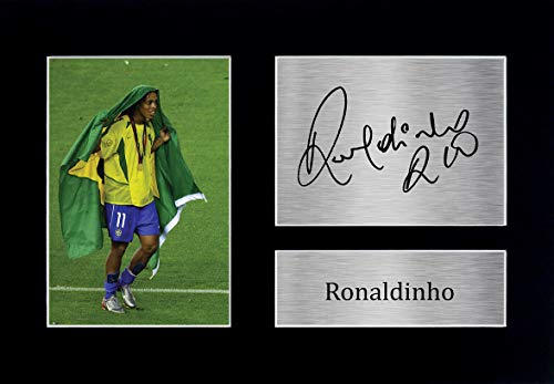 HWC Trading Ronaldinho A4 Sin Marco Regalo De Visualización De Fotos De Impresión De Imagen Impresa Autógrafo Firmado por Brazil Los Aficionados Al Fútbol